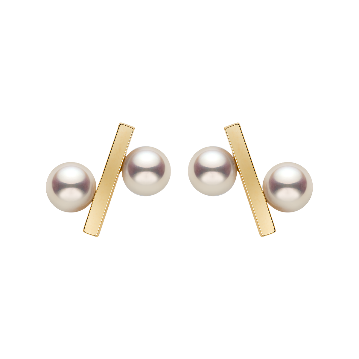 Freshwater Pearl 10K Yellow Gold Percentage Design Stud Earrings