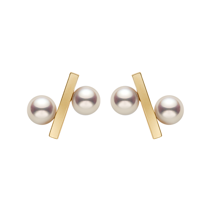 Freshwater Pearl 10K Yellow Gold Percentage Design Stud Earrings