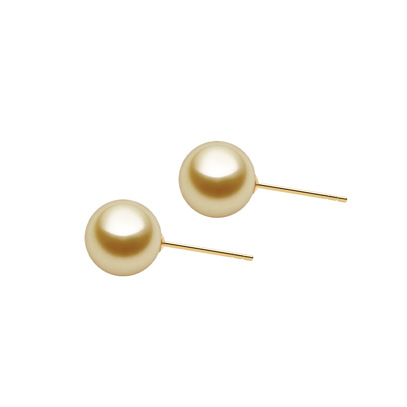 South Sea Golden Pearl 18K Gold Classic Straight Pin Earrings