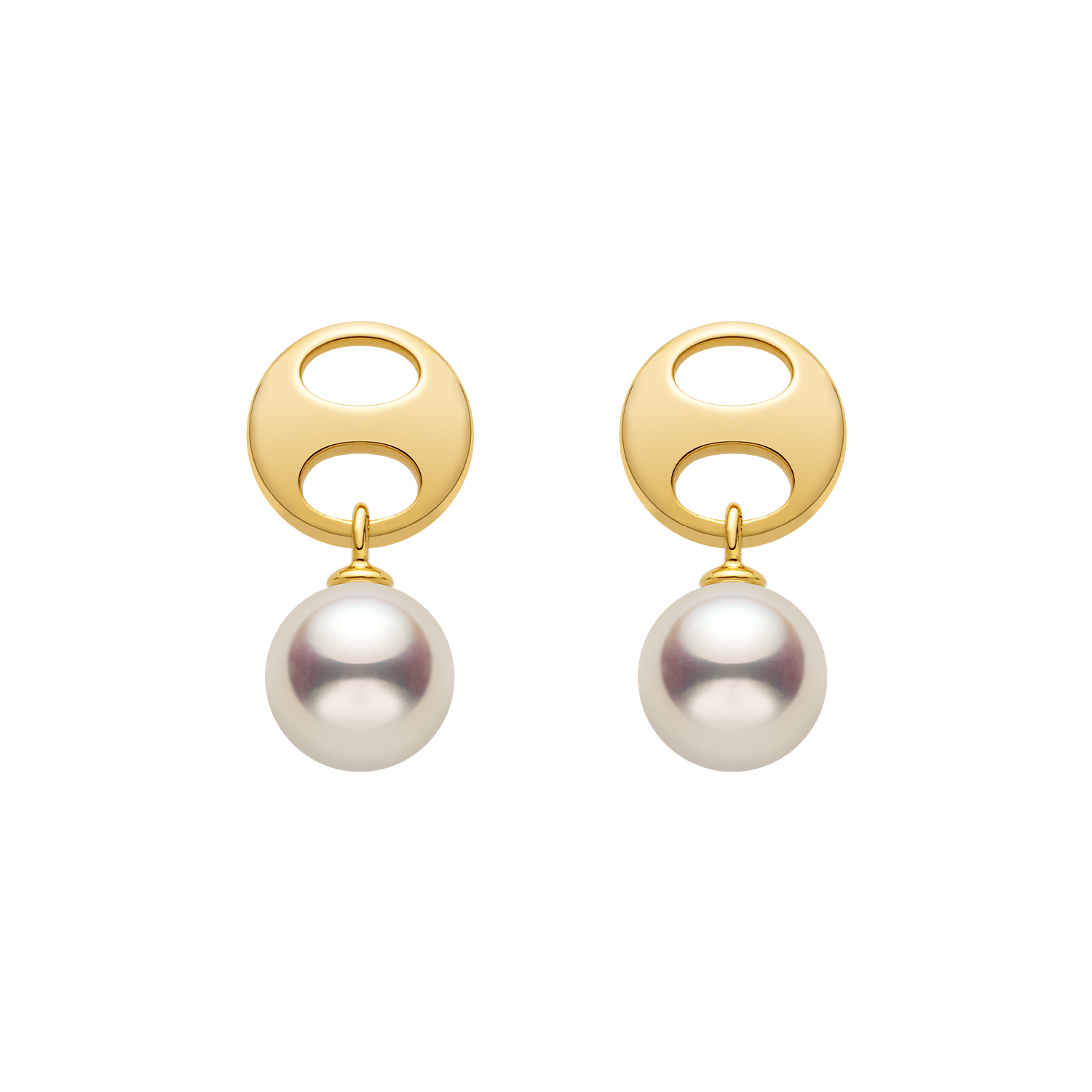 Akoya Pearl 18K Gold Imprint H Elegant Studs Earrings