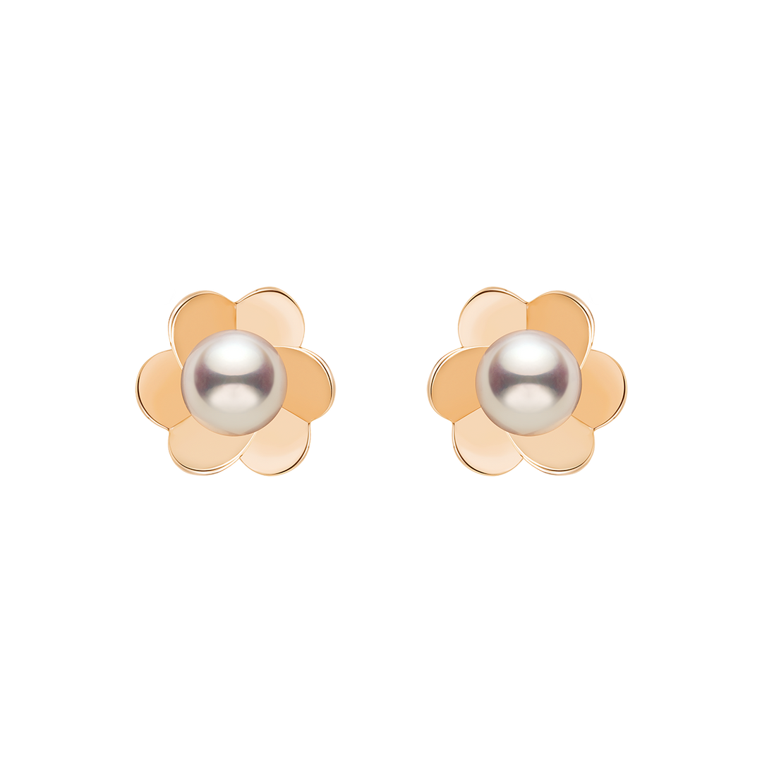 Freshwater Pearl 9K Rose Gold Bloom Dew Earrings