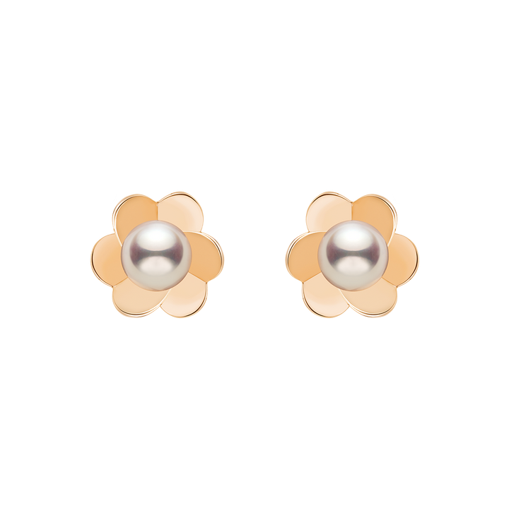 Freshwater Pearl 9K Rose Gold Bloom Dew Earrings
