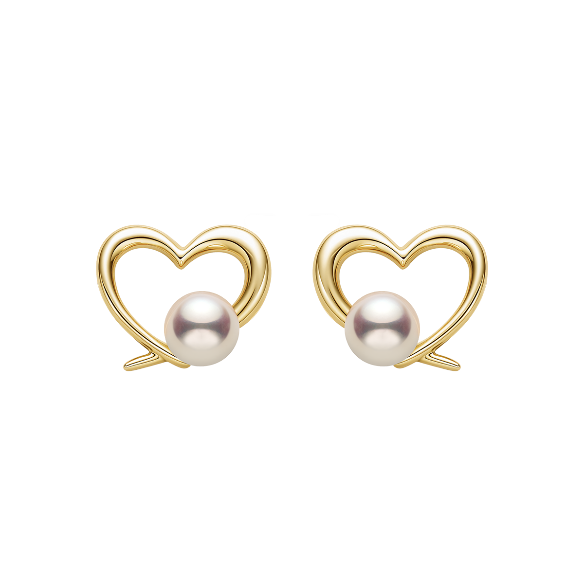 Freshwater Pearl 9K Gold Heart Romance Studs Earrings
