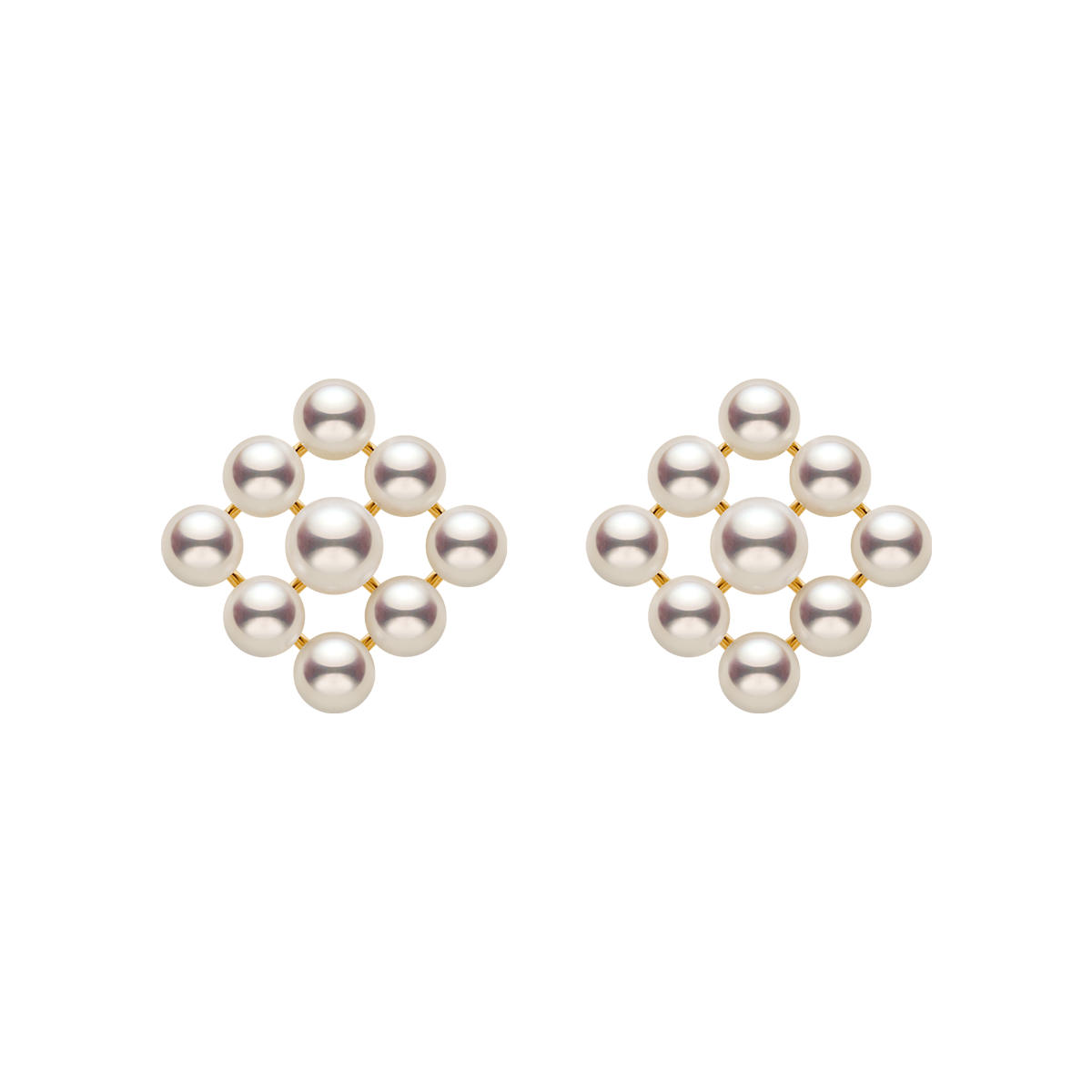 Freshwater Pearls 14K Gold Cube Studs Earrings