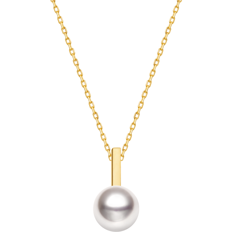 Akoya Saltwater Pearl 18K Yellow Gold Semibreve Necklace