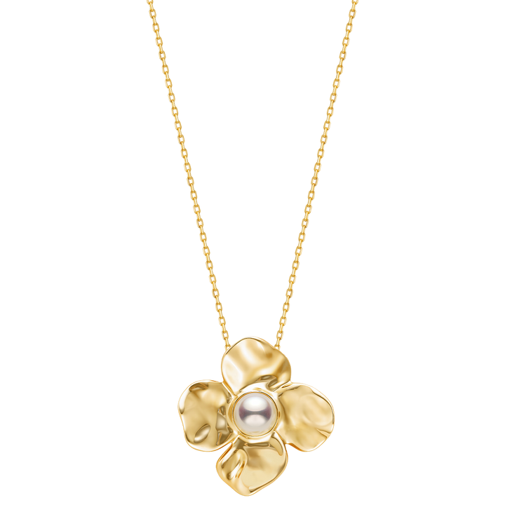 Freshwater Pearl 9K Gold Wild Bloom Pendant Necklace