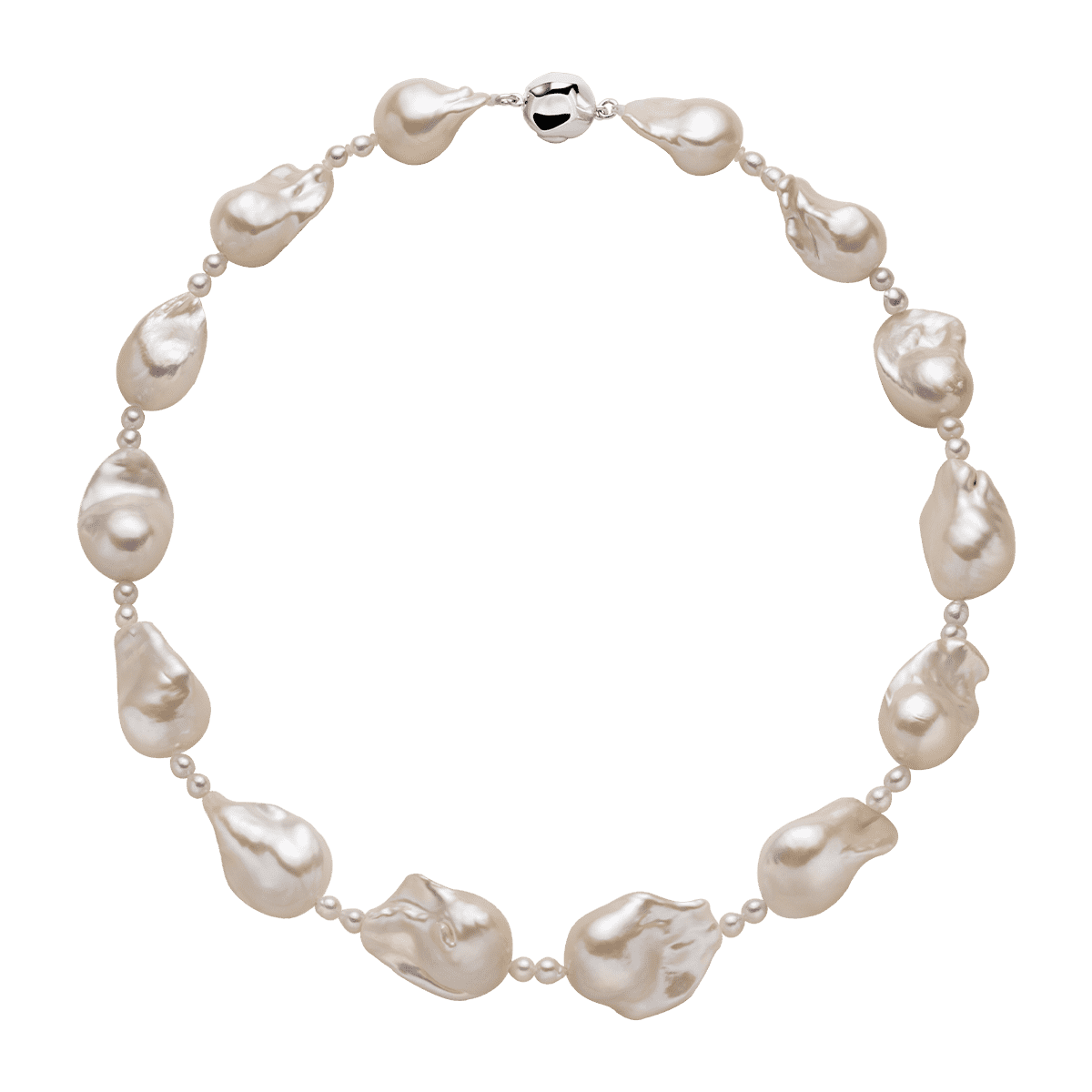 Freshwater Baroque Pearl 925 Sterling Silver Embellished Mini Pearl Necklace