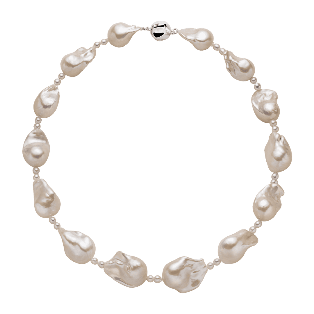 Freshwater Baroque Pearl 925 Sterling Silver Embellished Mini Pearl Necklace