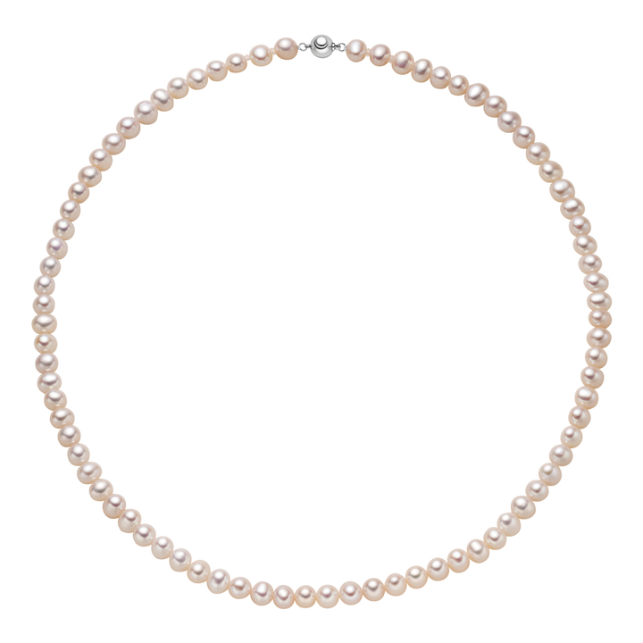 Freshwater Pearl 925 Sterling Silver Ball Clasp Versatile Necklace