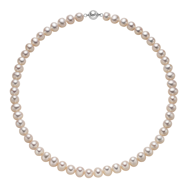 Freshwater Pearl 925 Sterling Silver Ball Clasp Versatile Necklace