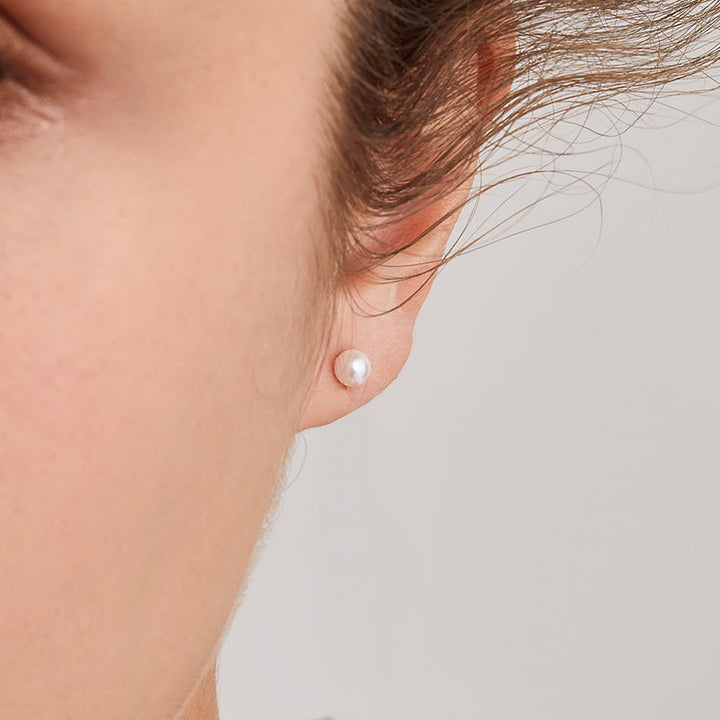 Akoya Pearl 18K Gold Double Pearl Chain Earrings