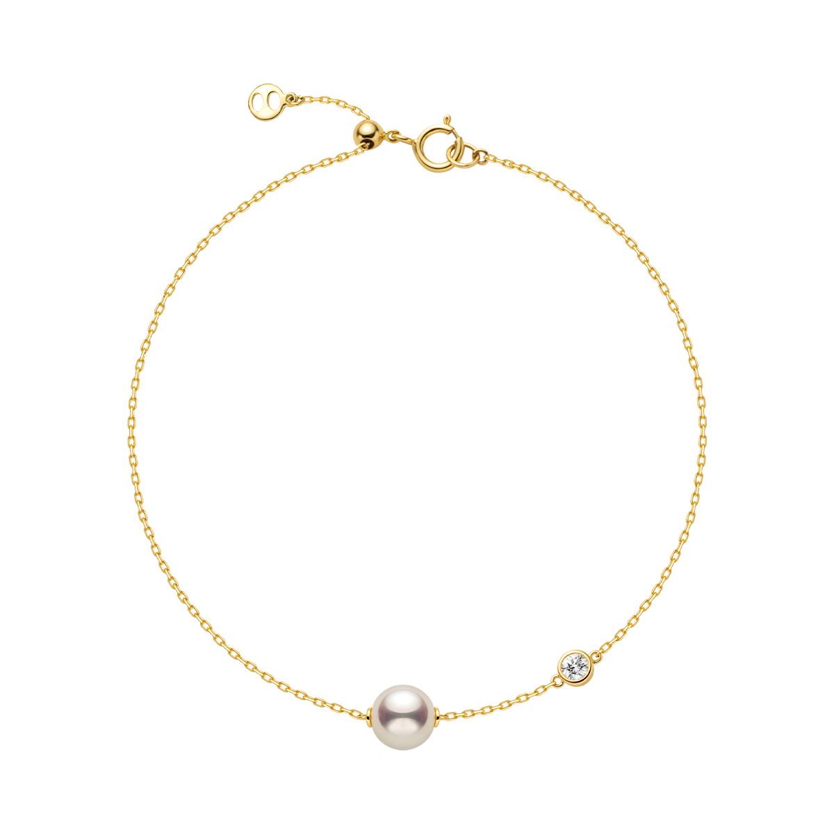 Freshwater Pearl 14K Yellow Gold Diamond Minimalist Design Bracelet
