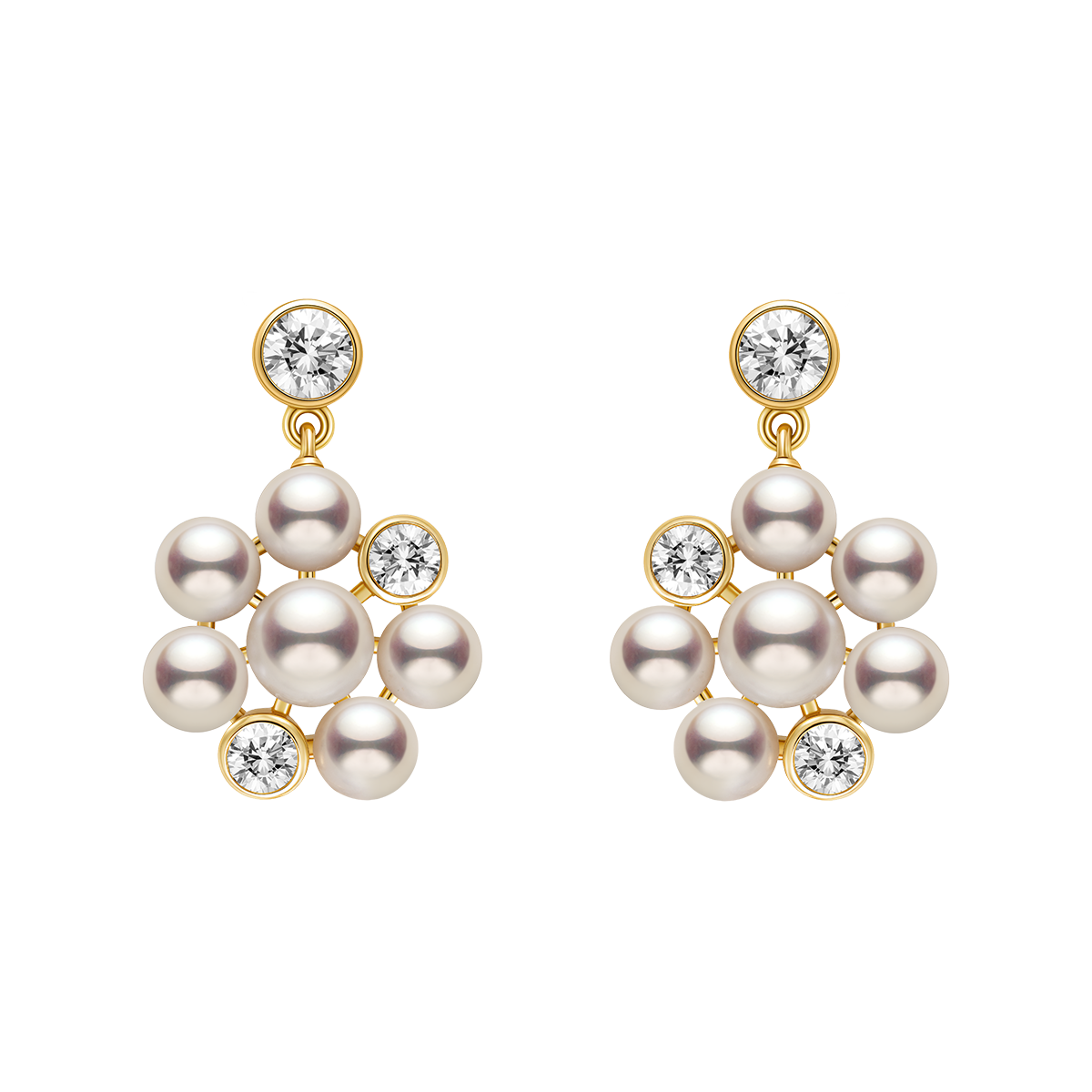 Freshwater Pearl 10K Gold Lab-Grown Diamond Dandelion Drop Earrings