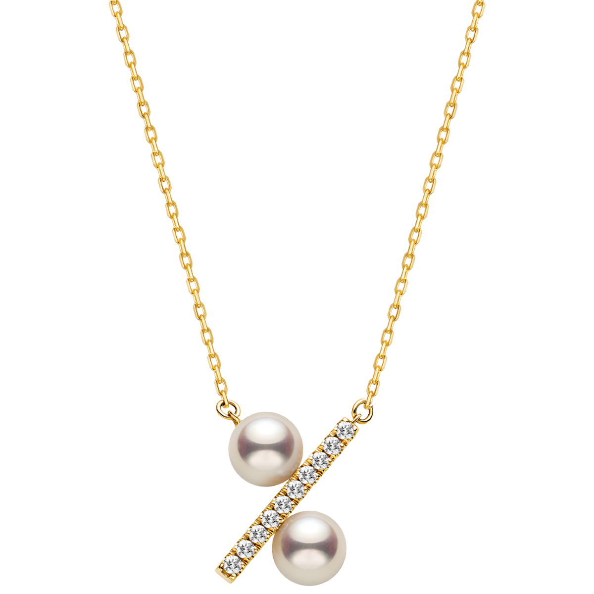 Freshwater Pearl 10K Yellow Gold Diamond Percentage Necklace