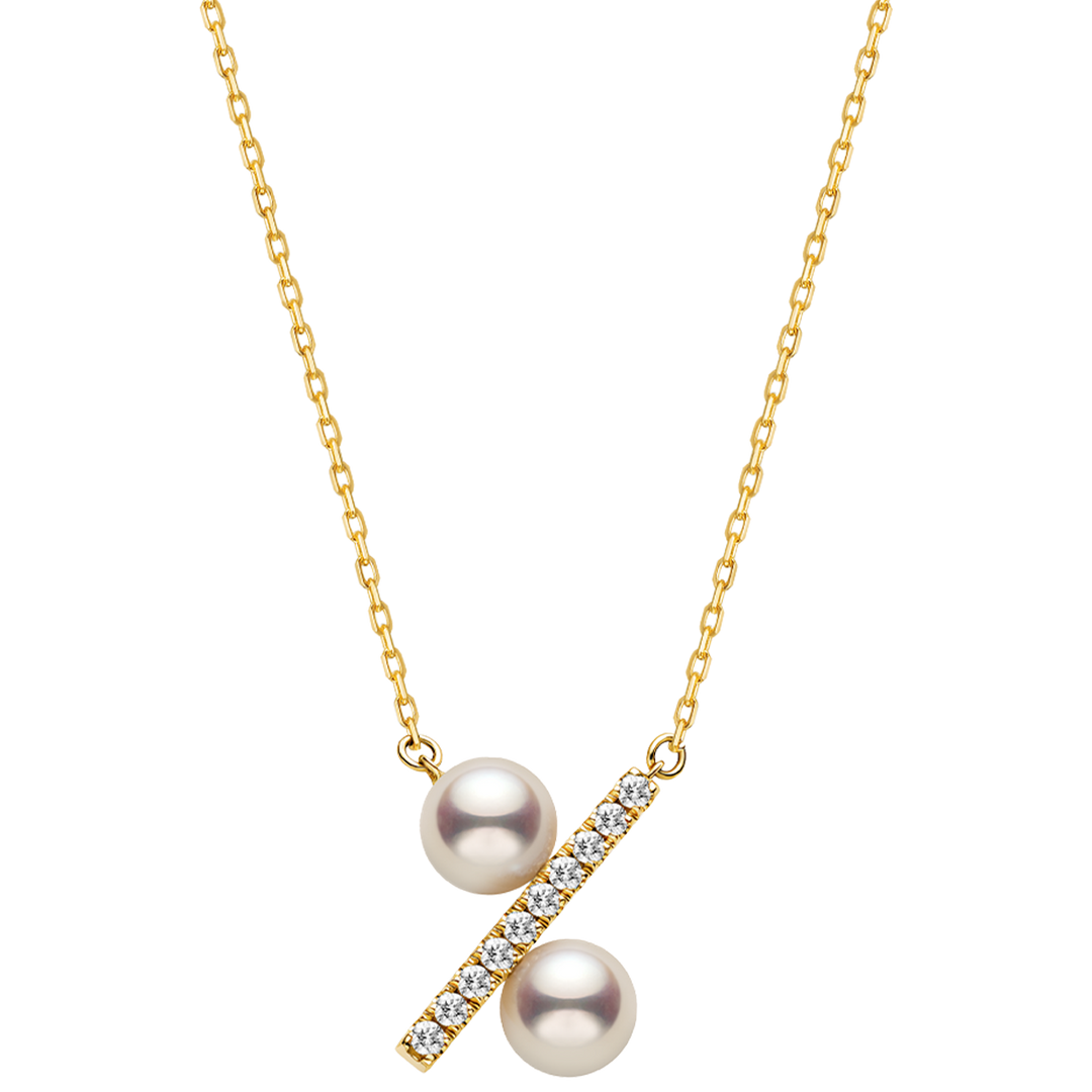 Freshwater Pearl 10K Yellow Gold Diamond Percentage Necklace
