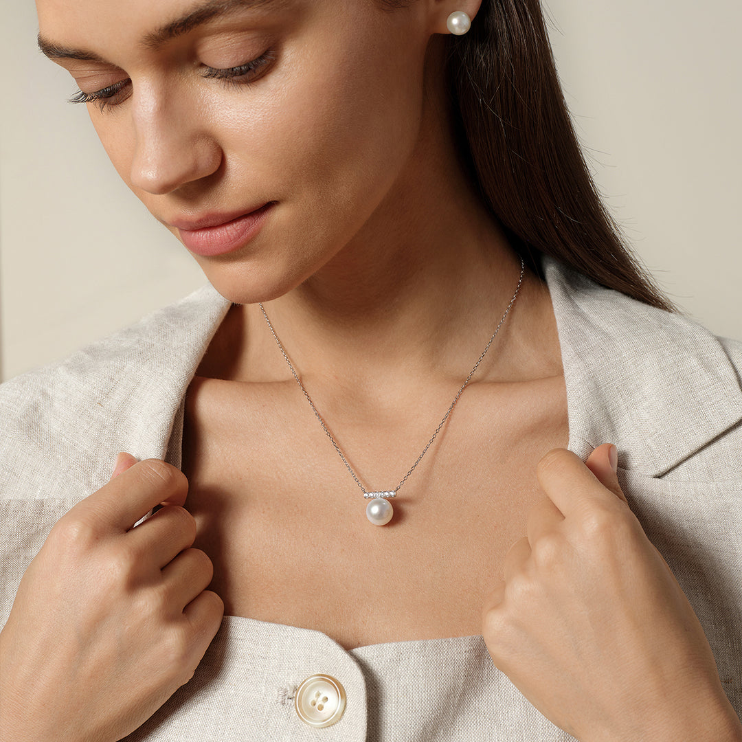 Melody Edison Pearl Pendant Necklace in 925 Sterling Silver