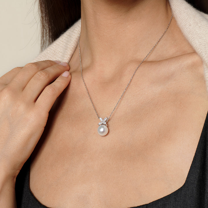 Love Grows Edison Pearl Pendant Necklace in 925 Sterling Silver