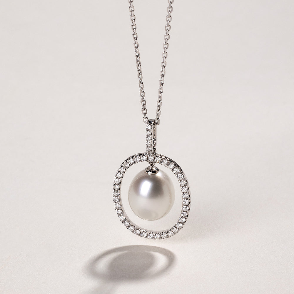 Exclusive Edison Pearl Double Clasp Pendant Necklace in 925 Sterling Silver
