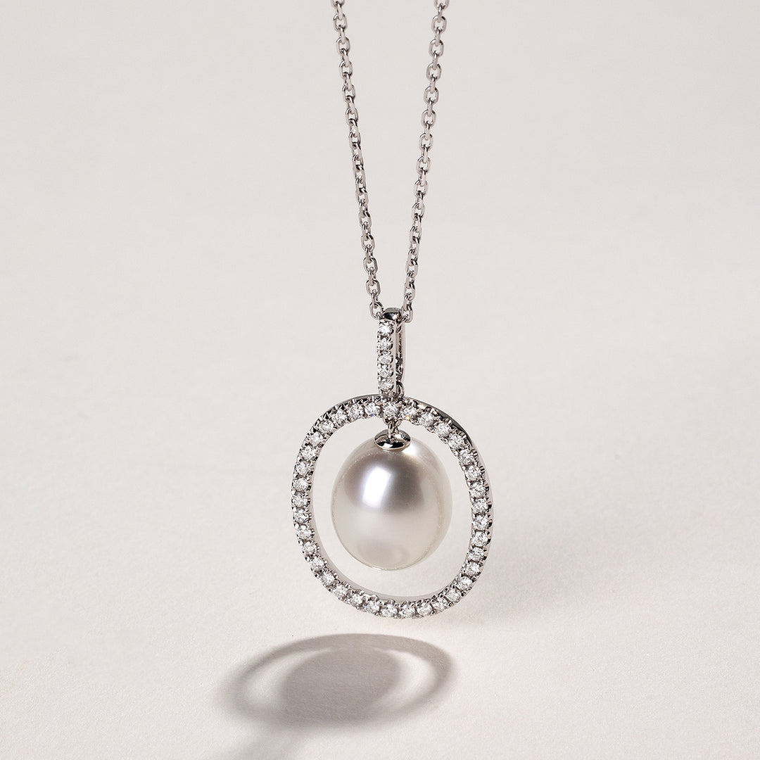 Exclusive Edison Pearl Double Clasp Pendant Necklace in 925 Sterling Silver