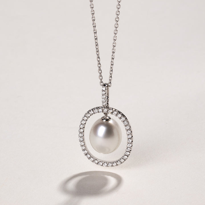 Exclusive Edison Pearl Double Clasp Pendant Necklace in 925 Sterling Silver