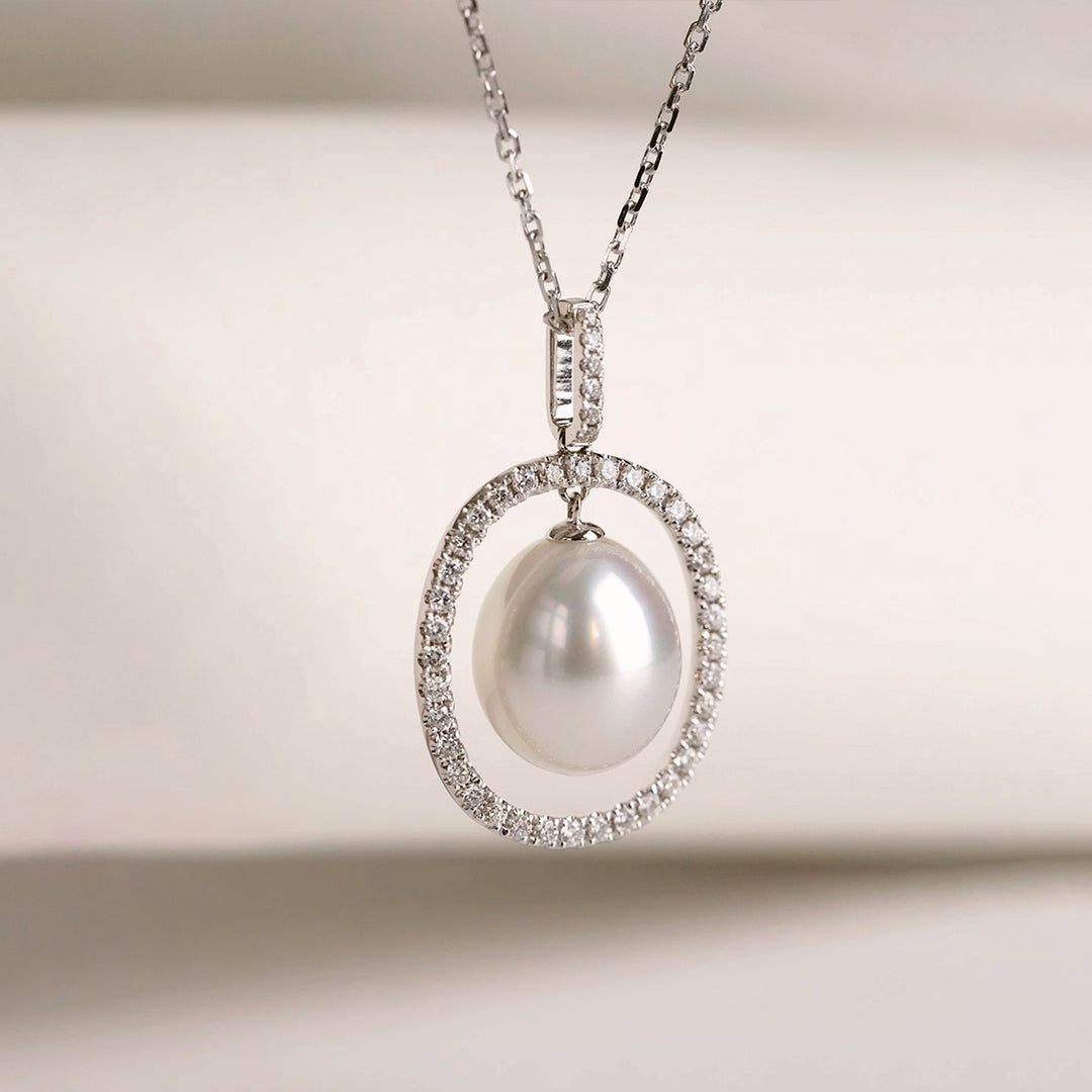 Exclusive Edison Pearl Double Clasp Pendant Necklace in 925 Sterling Silver