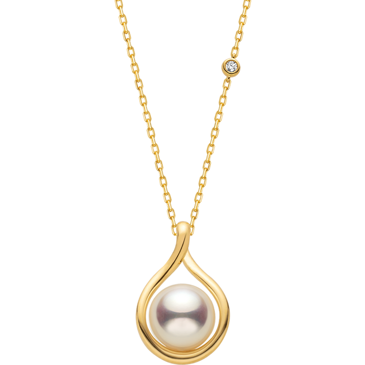 AAAAA freshwater pearl gold vermeil teardrop pendant necklace in 925 sterling silver, white background