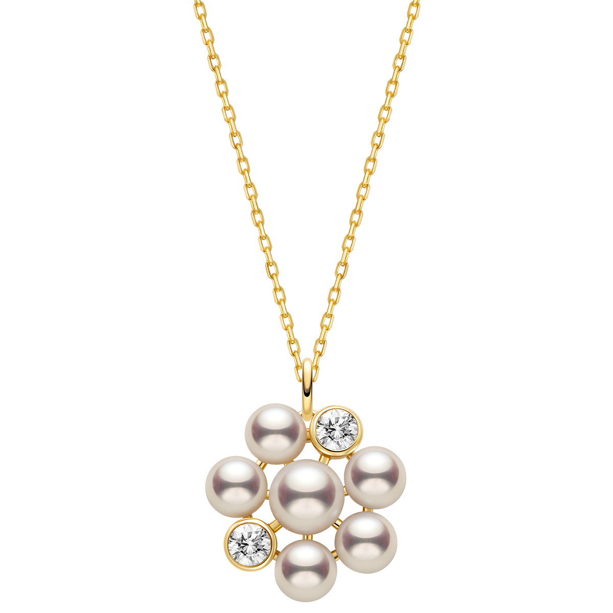 Freshwater Pearl 9K Gold Lab-Grown Diamond Dandelion Pendant Necklace