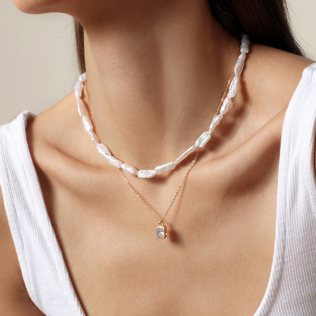 Wonder Baroque Freshwater Pearl Pendant Necklace in 925 Sterling Silver