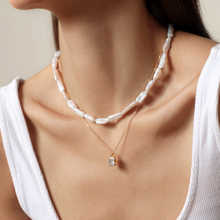 Wonder Baroque Freshwater Pearl Pendant Necklace in 925 Sterling Silver