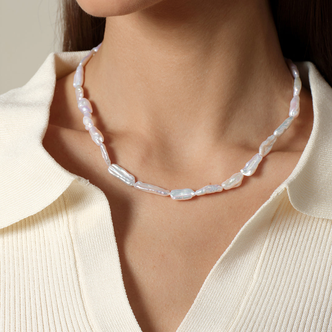 Wonder Baroque Freshwater Pearl Pendant Necklace in 925 Sterling Silver
