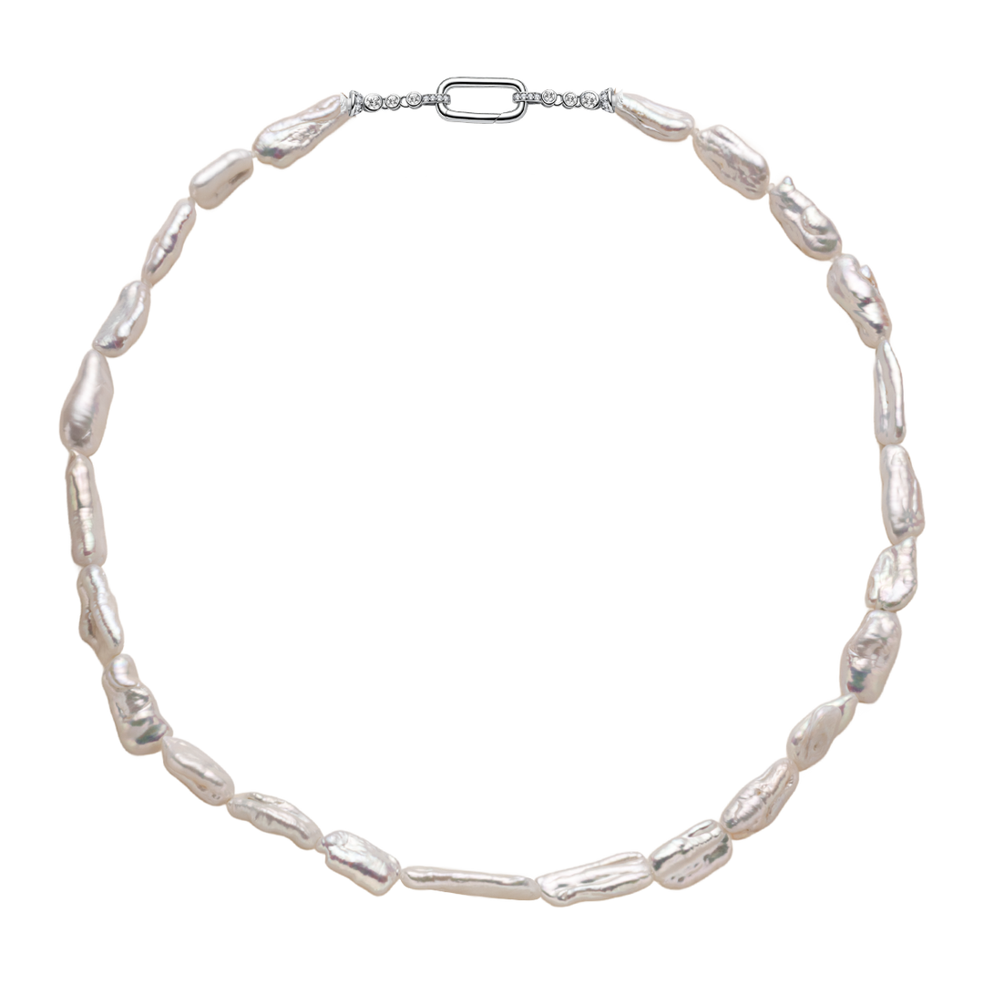 Wonder Baroque Freshwater Pearl Pendant Necklace in 925 Sterling Silver
