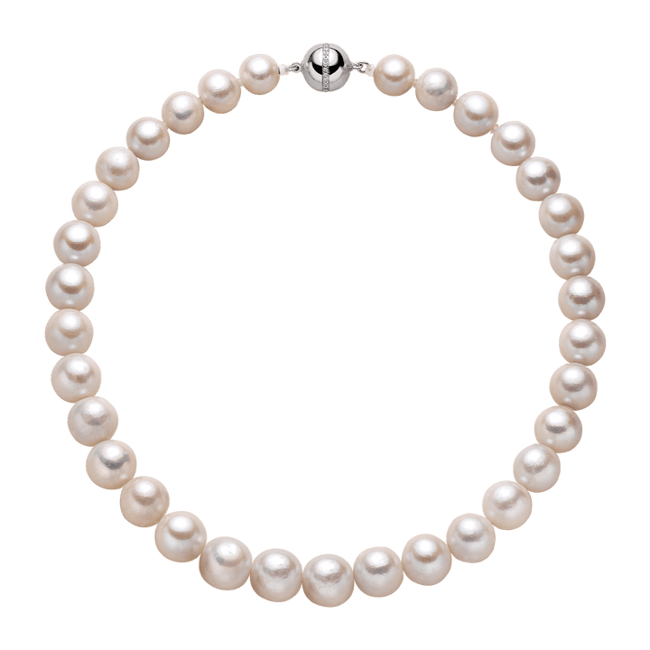 Freshwater Pearl 925 Sterling Silver Cubic Zirconia Ball Clasp Graduated Necklace