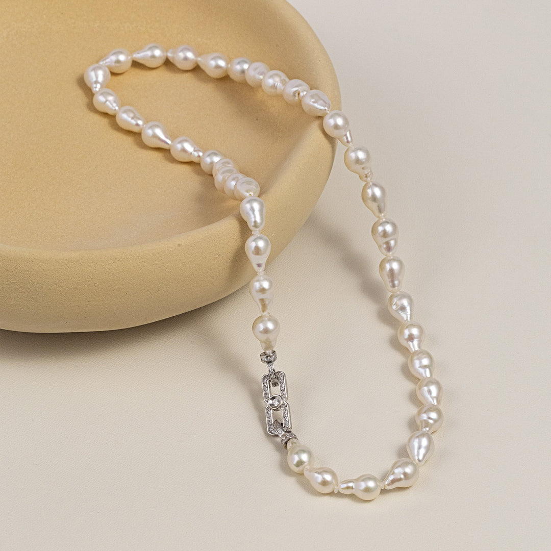 Wonder Baroque Freshwater Pearl Necklace in 925 Sterling Silver
