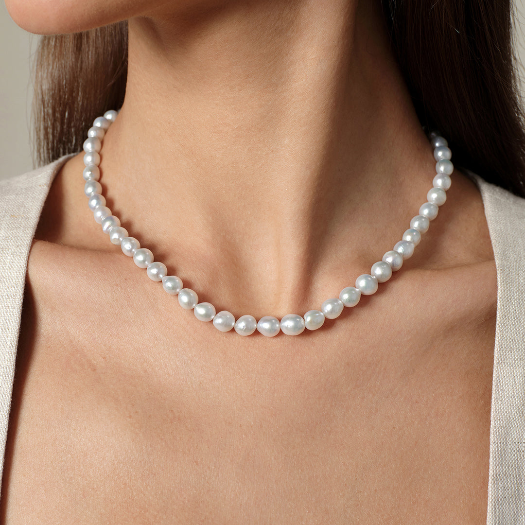 Wonder Baroque Freshwater Pearl Necklace in 925 Sterling Silver