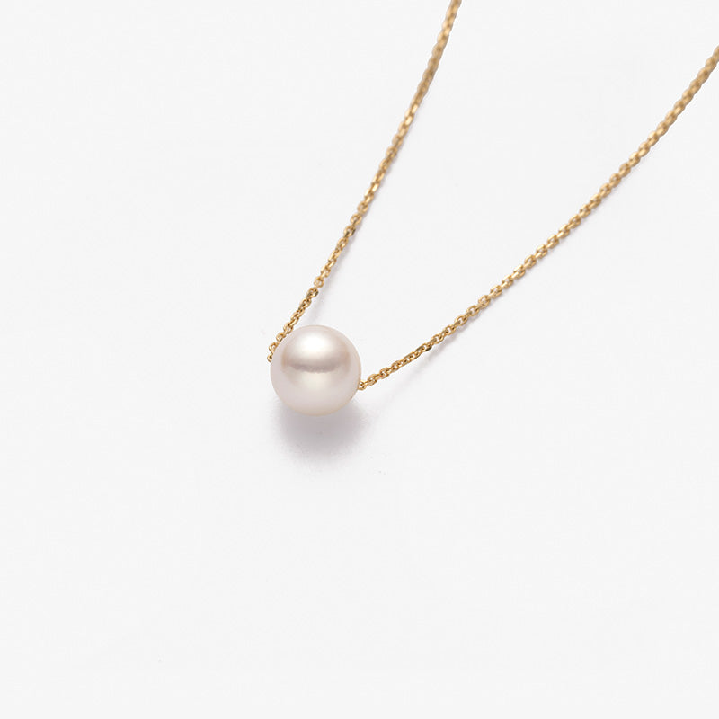 Akoya Pearl 18K Gold Mother of Pearl Diamonds Sweater Chain Necklace