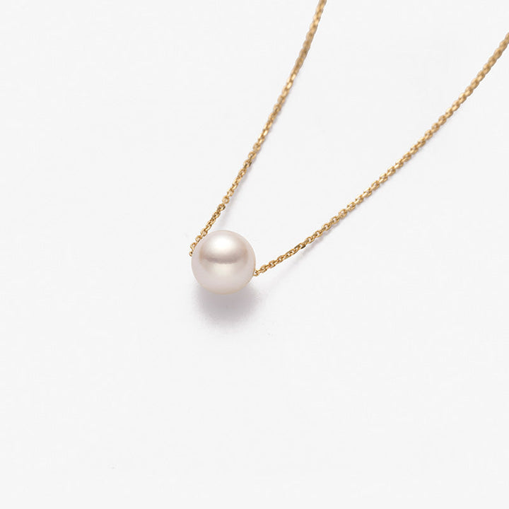 Akoya Pearl 18K Gold Mother of Pearl Diamonds Sweater Chain Necklace