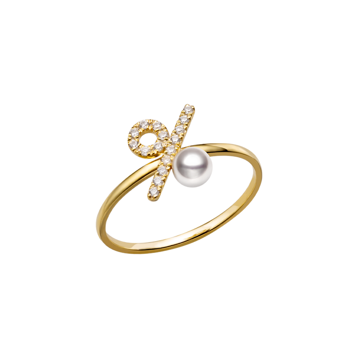 Akoya Saltwater Pearl 18K Yellow Gold Percentage Ring