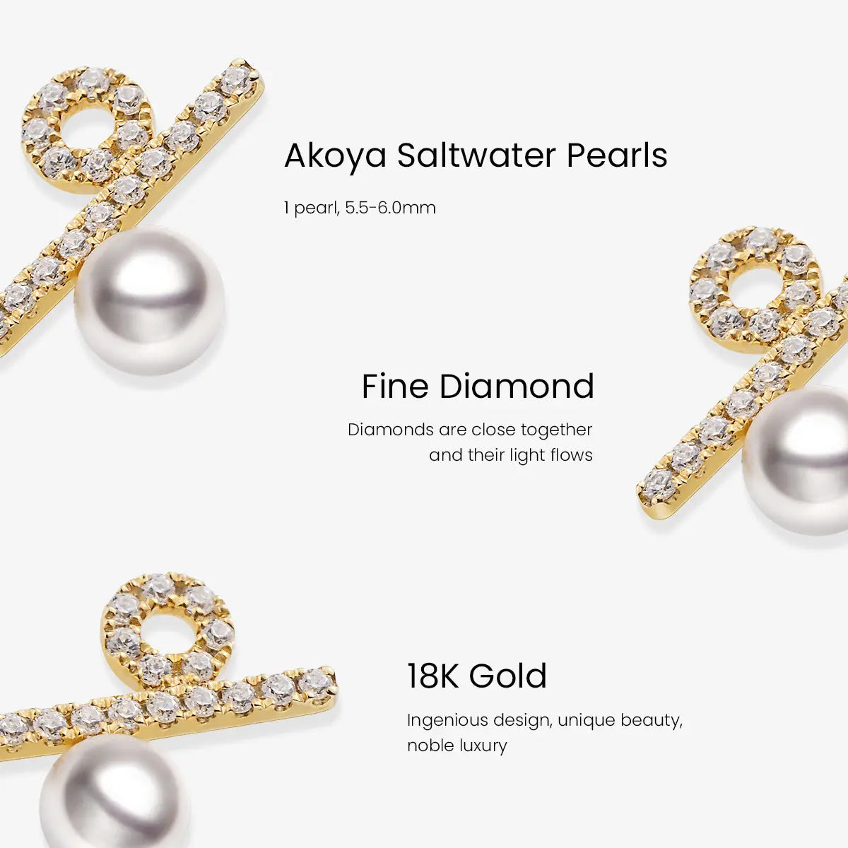 PERCENT COLLECTION Akoya Saltwater Pearl 18K Yellow Gold Diamond Circle Necklace - HELAS Jewelry