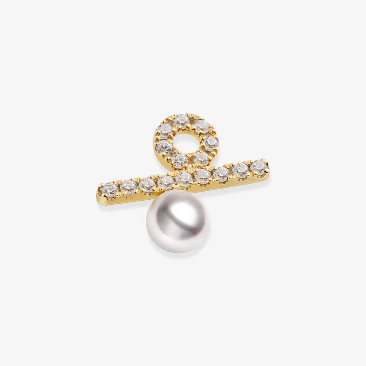 PERCENT COLLECTION Akoya Saltwater Pearl 18K Yellow Gold Dimond Circle Earrings - HELAS Jewelry