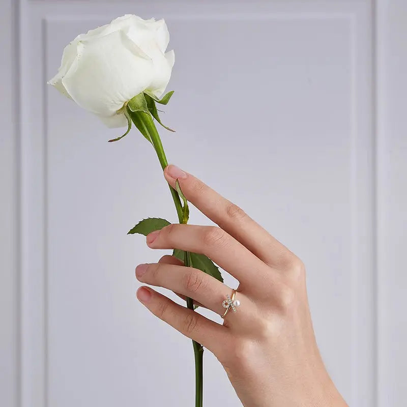 Akoya Saltwater Pearl 18K Yellow Gold Percentage Ring - HELAS Jewelry