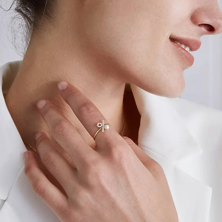 Percent Collection Akoya Saltwater Pearl 18K Yellow Gold Ring - HELAS Jewelry