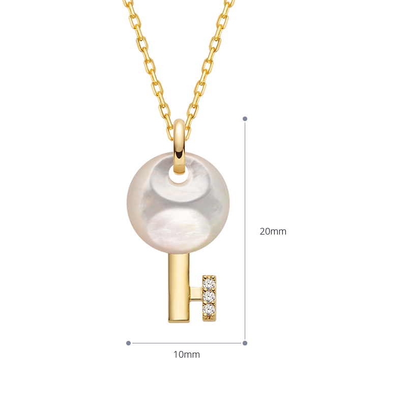 Mother of Pearl 18K Gold Diamond Key of Nature Necklace
