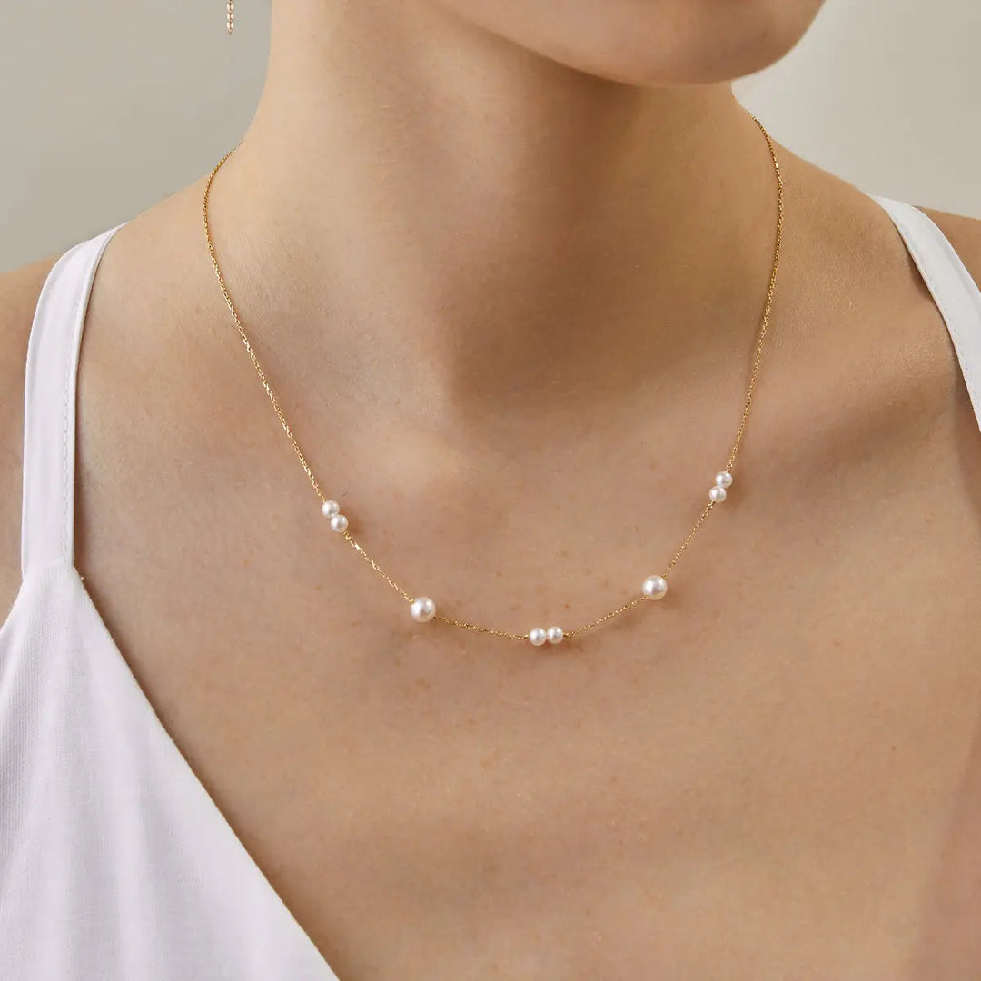 STAR TRAILS COLLECTION Akoya Pearl 18K Gold Necklace - HELAS Jewelry