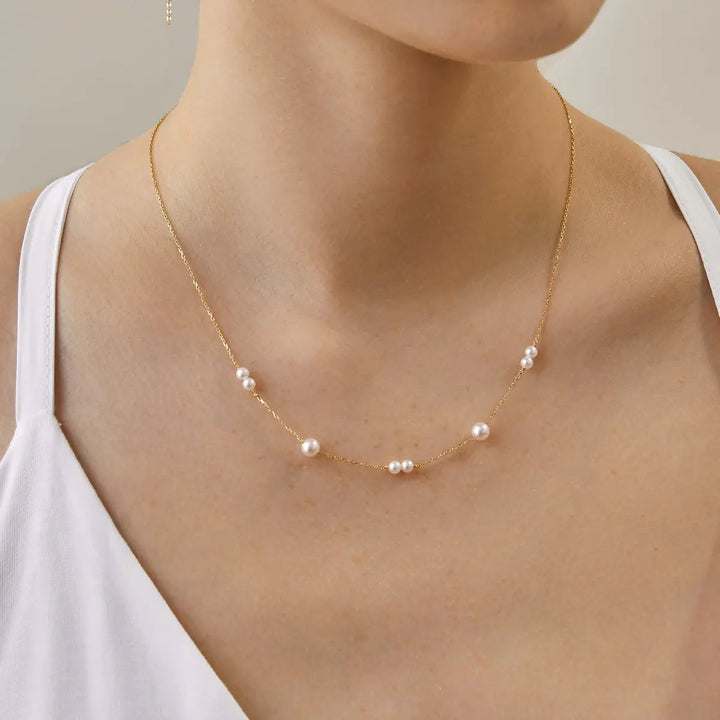 STAR TRAILS COLLECTION Akoya Pearl 18K Gold Necklace - HELAS Jewelry