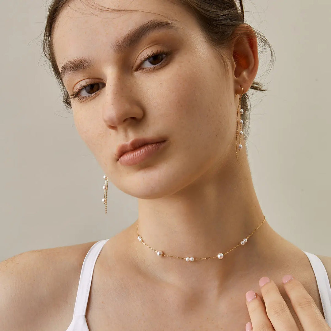 STAR TRAILS COLLECTION Akoya Pearl 18K Gold Necklace - HELAS Jewelry