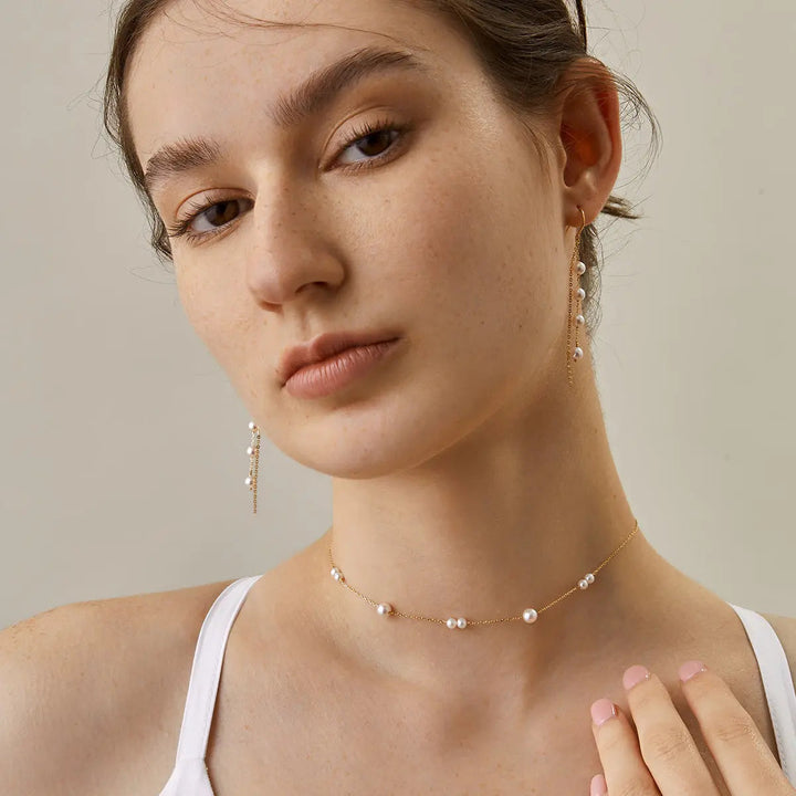STAR TRAILS COLLECTION Akoya Pearl 18K Gold Necklace - HELAS Jewelry