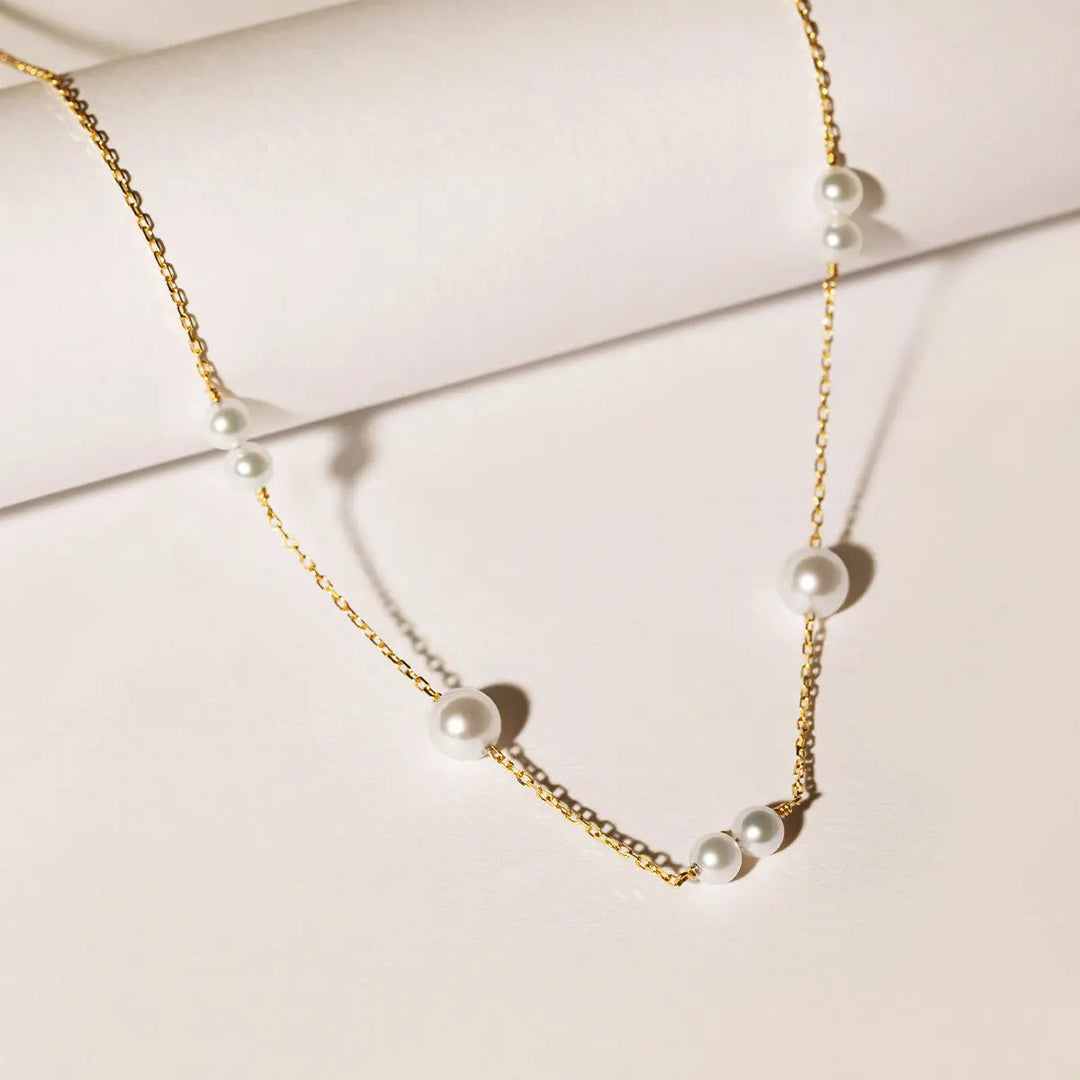 STAR TRAILS COLLECTION Akoya Pearl 18K Gold Necklace - HELAS Jewelry