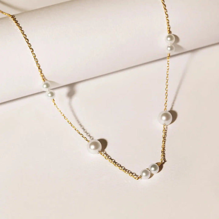 STAR TRAILS COLLECTION Akoya Pearl 18K Gold Necklace - HELAS Jewelry