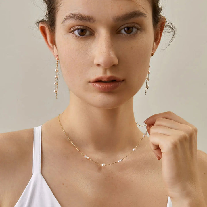 STAR TRAILS COLLECTION Akoya Pearl 18K Gold Necklace - HELAS Jewelry