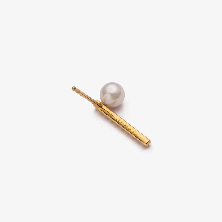VINE COLLECTION Akoya Pearl 18K Yellow Gold Diamond Straight Line Earring - HELAS Jewelry